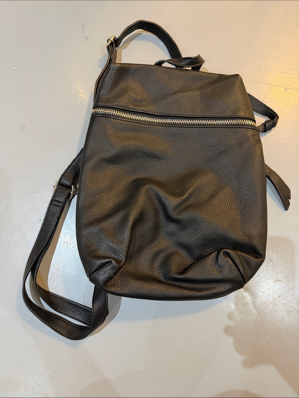 Classic Black Pebbled Leather Backpack